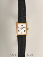 カルティエ マストタンク MM W1013654 / 2415 クォーツ Cal.057 SV925 革 純正Dバックル（GP） ホワイト飛びローマン文字盤（SWISS MADE表記）箱 オーバーホール済み