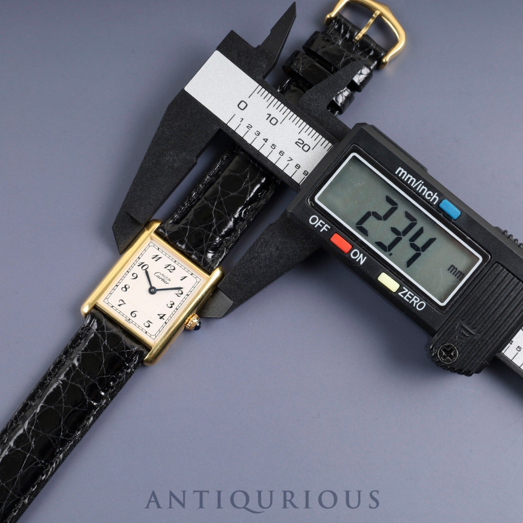 カルティエ マストタンク LM 590005 クォーツ Cal.90 SV925 革 純正尾錠（GP） アラビア文字盤 オーバーホール済み 新品仕上げ済み