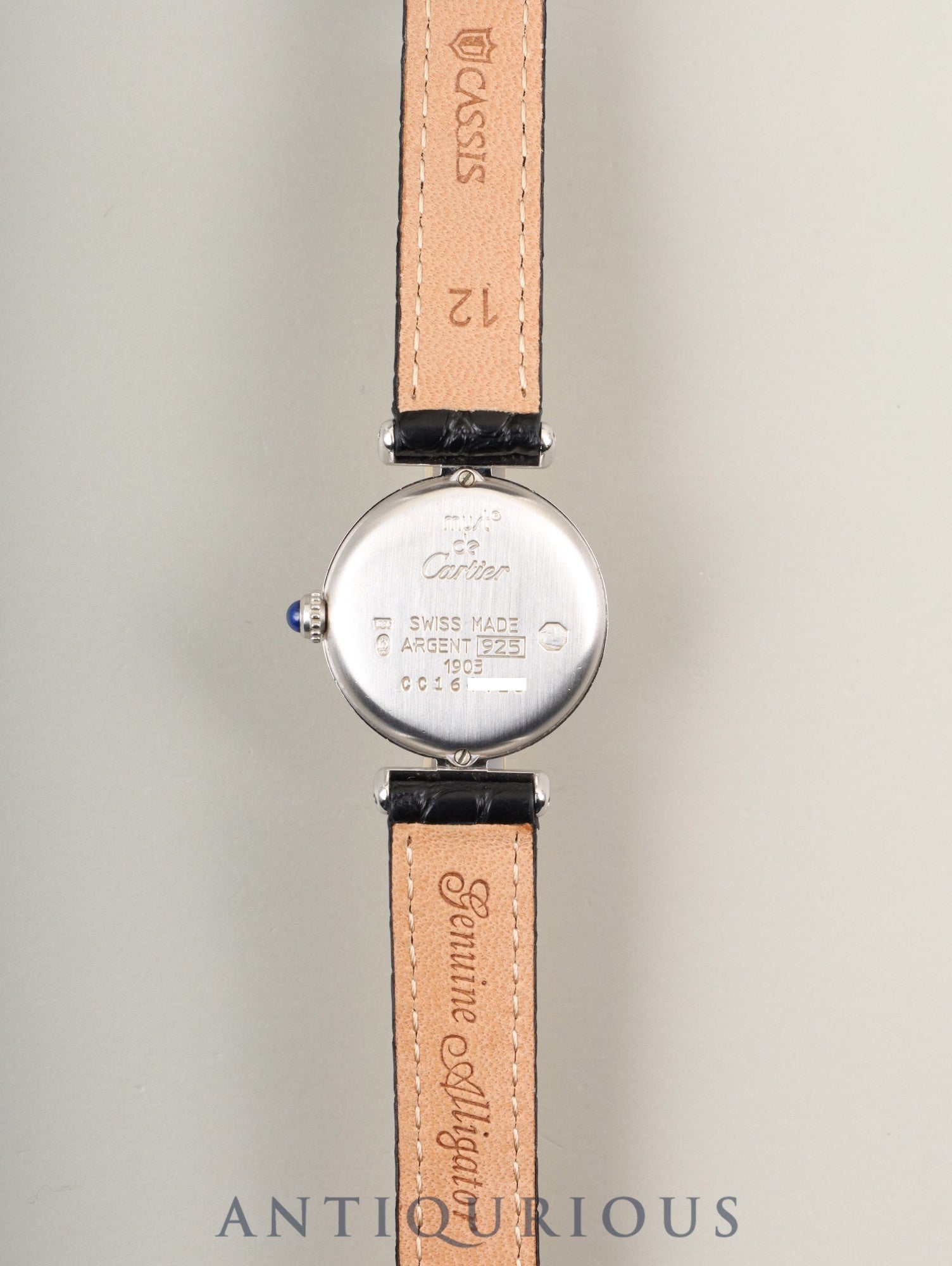 カルティエ マストコリゼ 1903 クォーツ Cal.690 SV925 革 純正Dバックル（SS） ホワイトローマン文字盤 オーバーホール済み