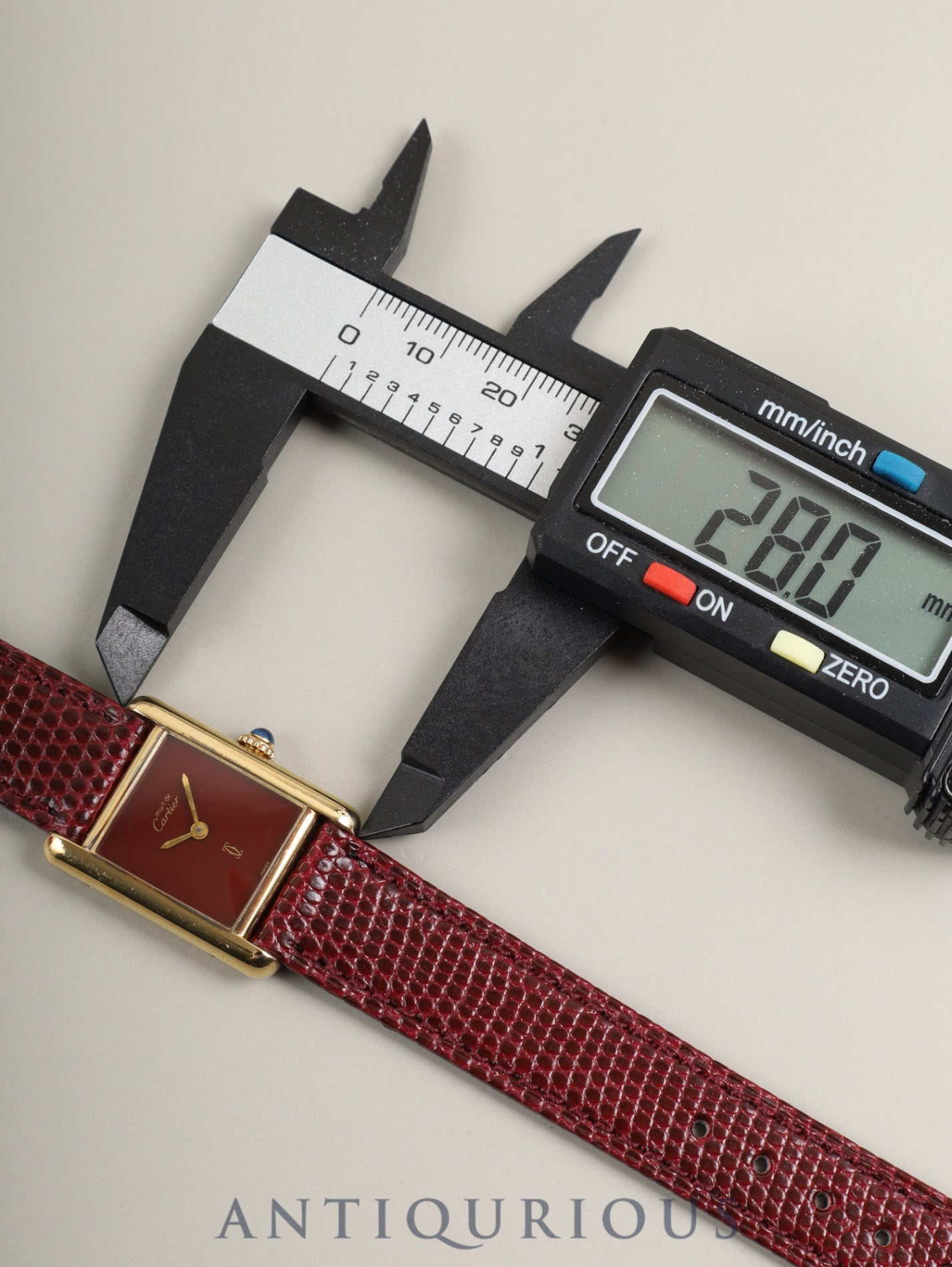 Cartier Must Tank SM Hand-wound Cal.78-1 SV925 Leather Genuine Pin Buckle (GP) Garnet Dial Bordeaux Dial (SWISS marking) Box Manual Warranty (1981 / one digit serial difference) with genuine leather strap, overhauled