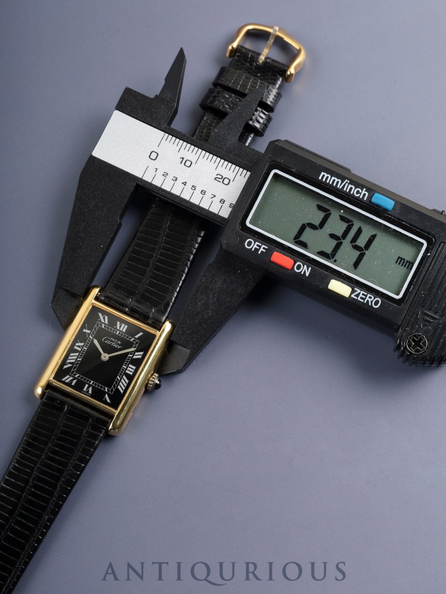 カルティエ マストタンク LM 6 手巻き Cal.78-1 SV925 革 純正ピンバックル（GP）ブラックローマン文字盤（SWISS表記）オーバーホール済み 新品仕上げ済み