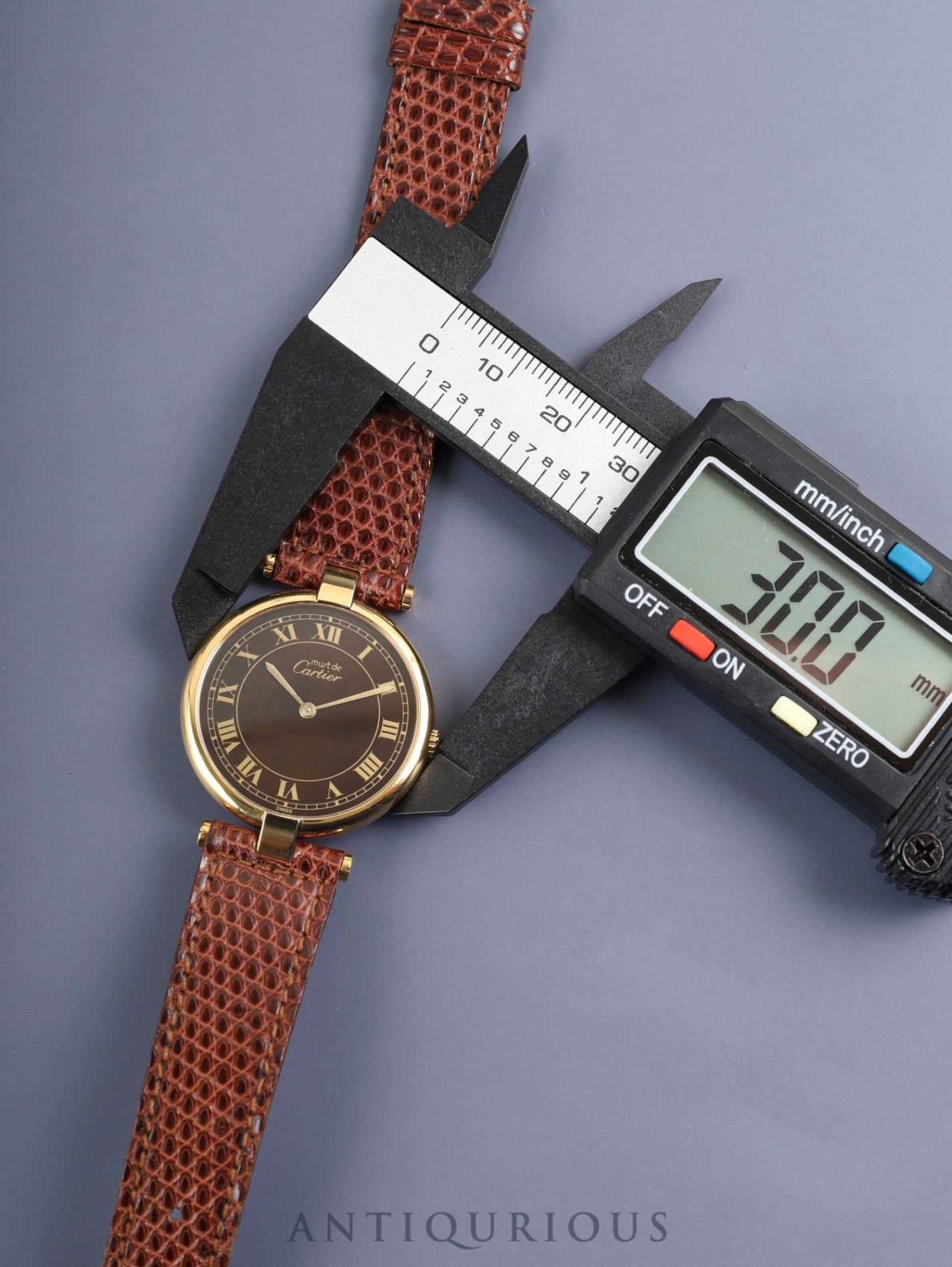 カルティエ マスト ヴァンドーム VLC LM 17 クォーツ Cal.81 SV925 純正革ベルト 純正尾錠（GP） ブラウンローマン文字盤 箱 保証書（1988年）オーバーホール済み
