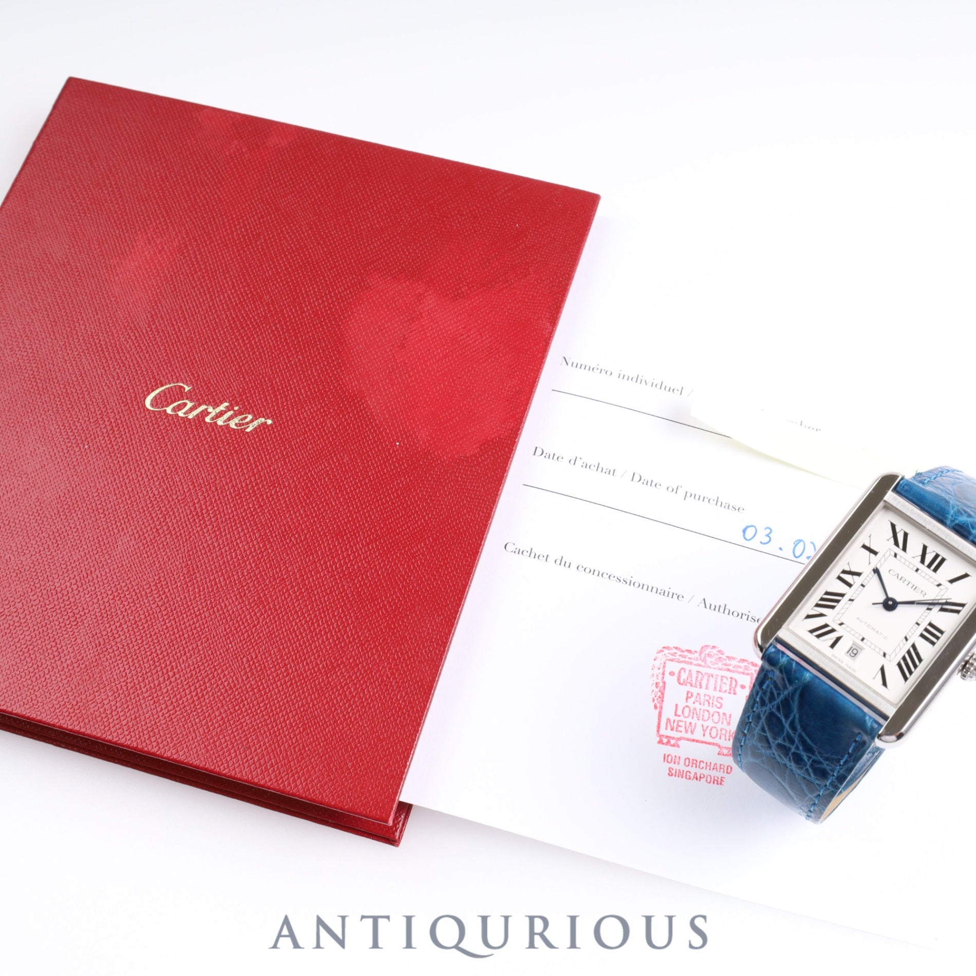 CARTIER Tank Solo XL AT Cal.049 W5200027 SS Leather Silver Dial Warranty (2015) Complete Service