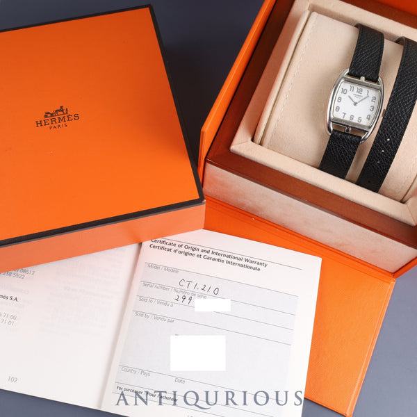 Hermes Cape Cod Tonneau CT1.210 Quartz Cal.976.001 SS Leather Genuine Buckle (SS) White Dial Box Warranty (no date) Overhauled