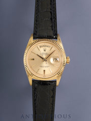 Rolex Day-Date 1803 Automatic Cal. 1555 750YG Leather Strap Original Pin Buckle (GP) Champagne Dial Serial Number 96-series (circa 1962) Overhauled