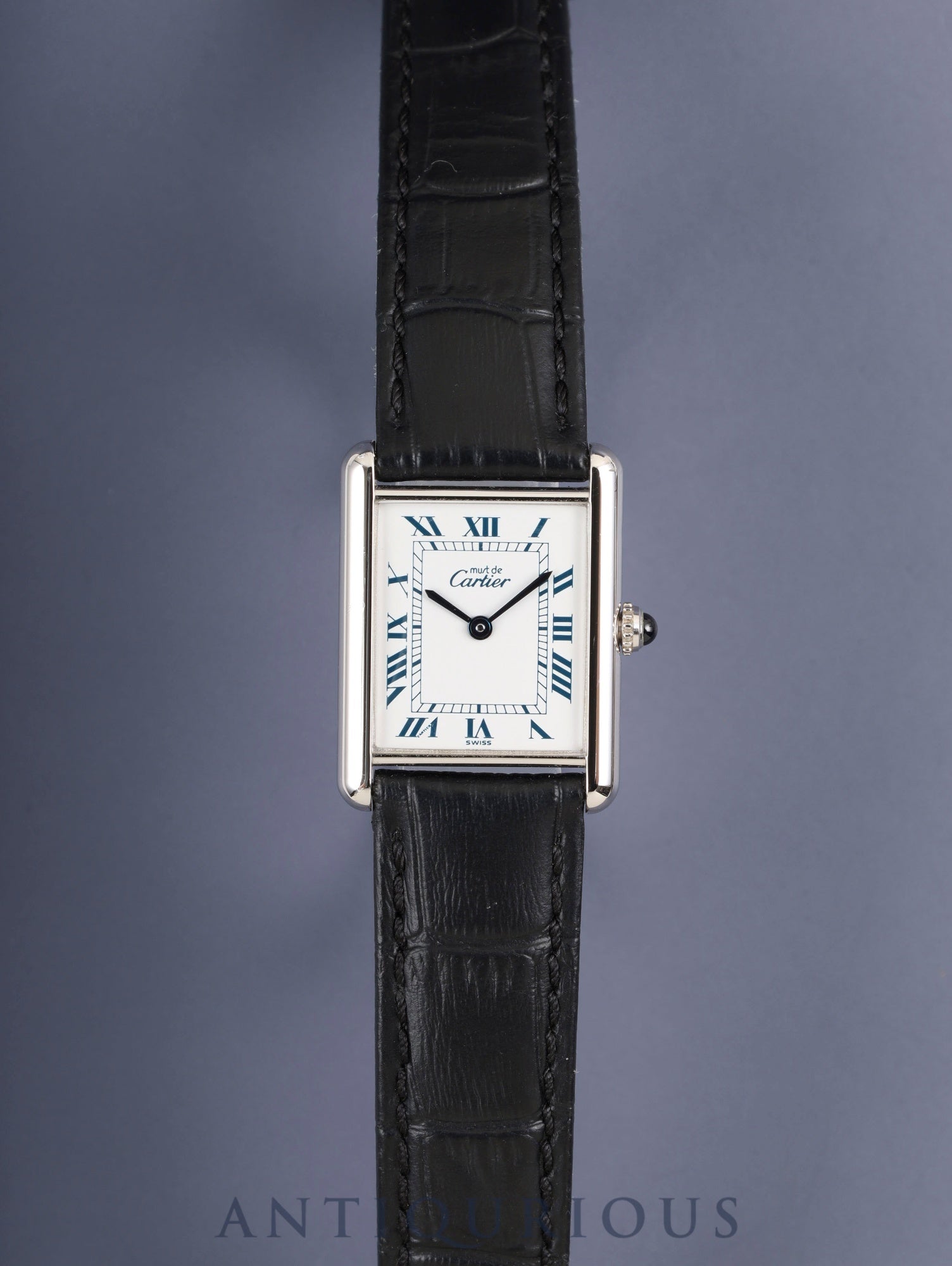 カルティエ マストタンク LM 690006 クォーツ Cal.90 SV925 革 純正ピンバックル（SS）ホワイトローマン文字盤（SWISS表記）箱 冊子 保証書（無記載）オーバーホール済み