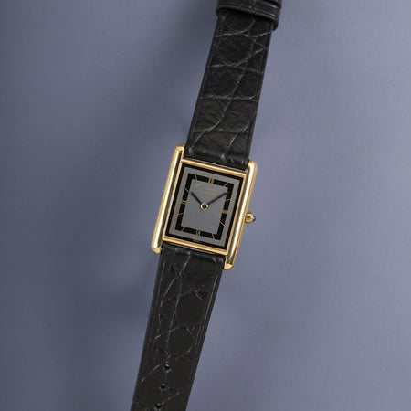 カルティエ マストタンク LM 6 81006 クォーツ Cal.81 SV925 革 純正ピンバックル（GP）グレー飛びローマン文字盤（SWISS表記 ）オーバーホール済み 新品仕上げ済み