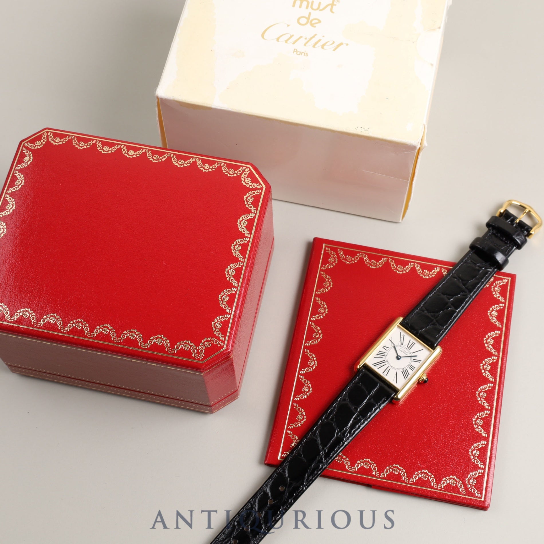 CARTIER カルティエ マストタンク LM QZ W1005654 / 590005 Cal.90 SV925 革 純正尾錠（GP）オパラン文字盤 箱 オーバーホール済み