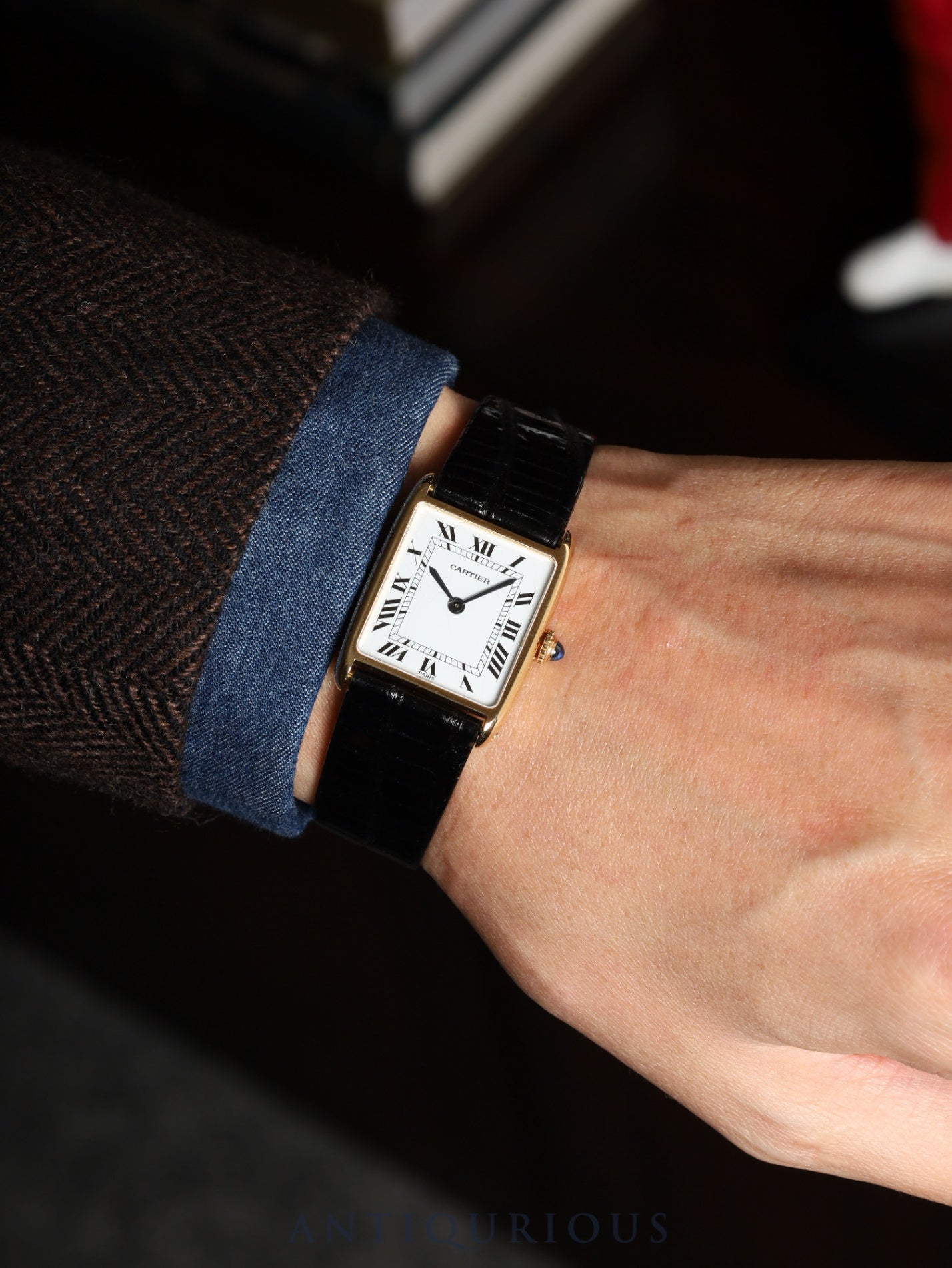 カルティエ タンク アロンディ タンク エリプス LM 81722553 / 96041 手巻き Cal.21（フレデリック・ピゲ）750YG 革 純正尾錠（GP） ホワイトローマン文字盤（PARIS表記） 国際永久保証書（1983年） オーバーホール済み