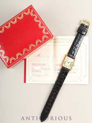 Cartier Must Tank SM 3 66001 Quartz SV925 Leather Genuine Pin Buckle (GP) Ivory Roman Dial (SWISS marking) Box Warranty (1988) Overhauled