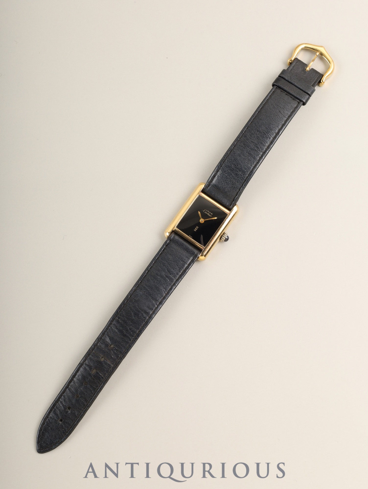 Cartier Must Tank SM Manual winding Cal.78-1 SV925 Original leather strap Original pin buckle (GP) Onyx dial (SWISS表記) Warranty (1982) Overhauled