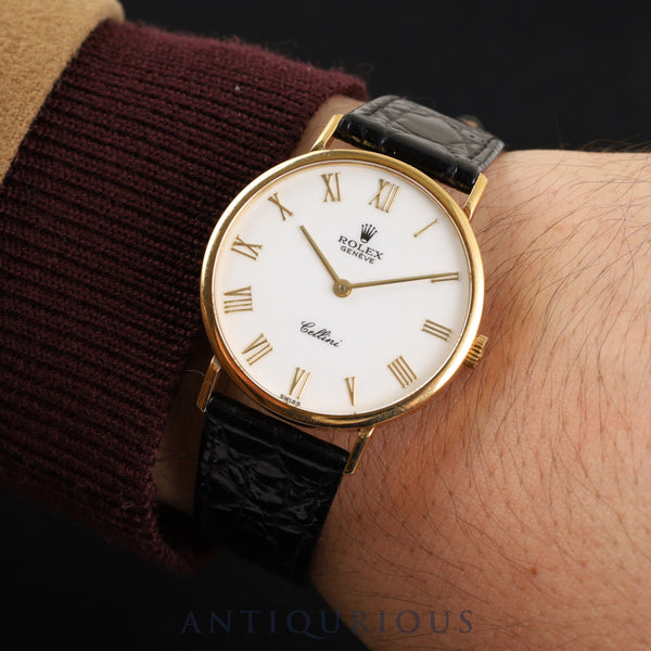 Rolex Cellini 5112 Manual winding Cal.1601 750 Leather Genuine buckle (750) White Roman dial 32mm E series (1990-1991) Overhauled