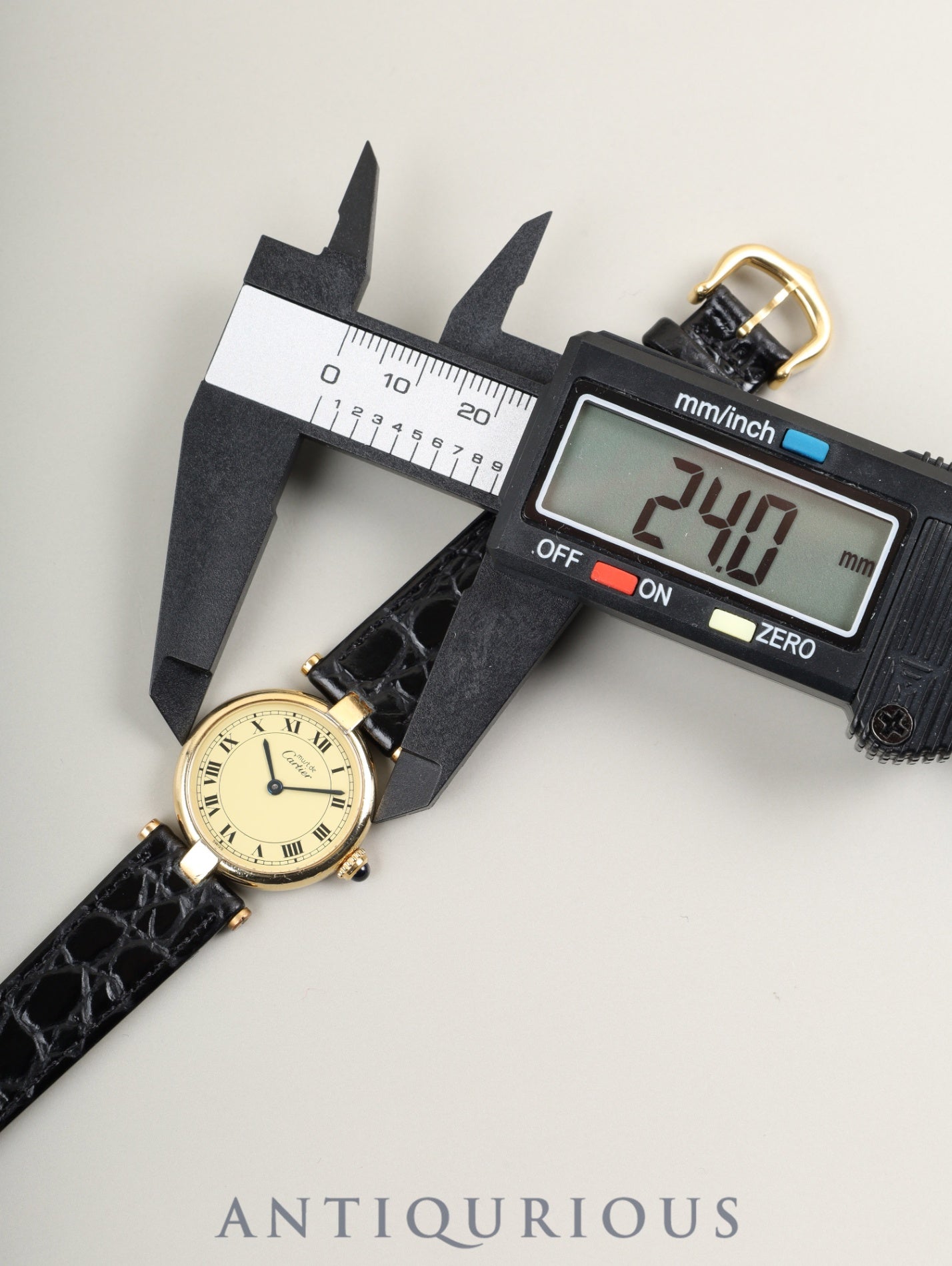 カルティエ マスト ヴァンドーム VLC SM 590004 クォーツ Cal.690 SV925 革 純正尾錠（GP）アイボリーローマン文字盤 オーバーホール済み