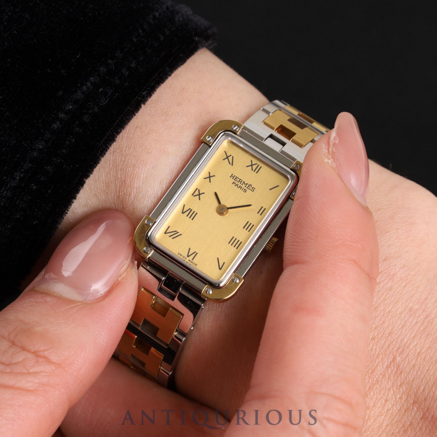 Hermes Cloajour CR1.240 Quartz Cal.976.001 SS / GP Gold Dial Box Warranty (no description) Overhauled