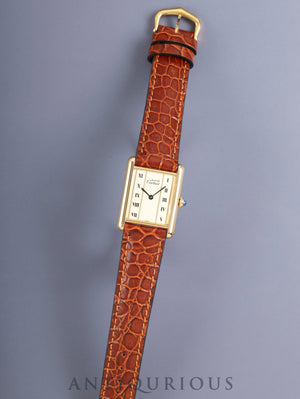Cartier Must Tank LM W1002653 / 590005 Quartz Cal.90 SV925 Leather Genuine Pin Buckle (GP) Straight Roman Dial (SWISS marking) Overhauled
