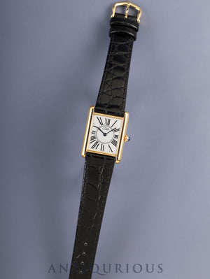 Cartier Must Tank LM 590005 Quartz Cal.90 SV925 Leather Original Pin Buckle (GP) Opaline Dial (SWISS marking) Overhauled