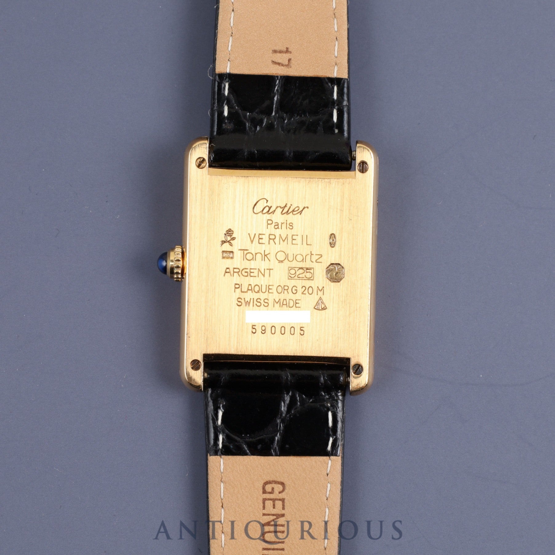 CARTIER MUST TANK LM 590005 Quartz Cal.069 SV925 Leather Ivory Dial Overhauled and Refurbished to New Condition