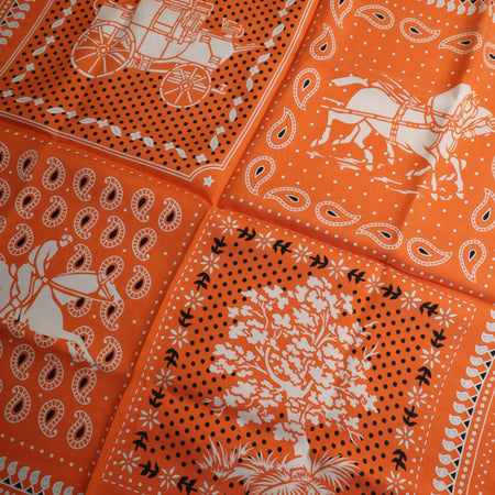 HERMES Scarf Carre 55 ECURIE PARIS SIENNES Stables of Paris 100% Silk