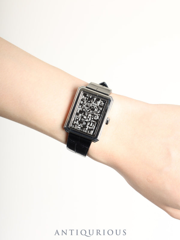 シャネル ボーイフレンド ネオツイード 世界1000本限定 H6128 クォーツ SS 純正革ベルト 純正尾錠（SS）グレー文字盤 箱 保証書（2019年）冊子 オーバーホール済み