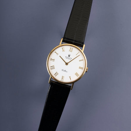 ロレックス チェリーニ 5112 手巻き Cal.1601 750 革  純正尾錠（GP） ホワイト文字盤 L番台（1989年～1990年）オーバーホール済み