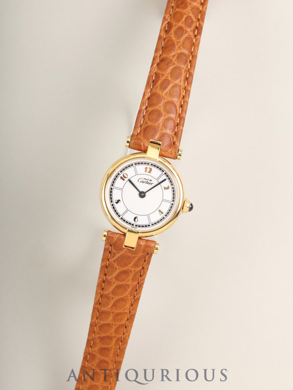 Cartier Must Vendôme VLC SM W1009854 / 1851 Quartz Caliber 90 SV925 Leather Strap with Genuine D-buckle (GP) Arabic Dial, Box, Warranty Card (1997) Overhauled