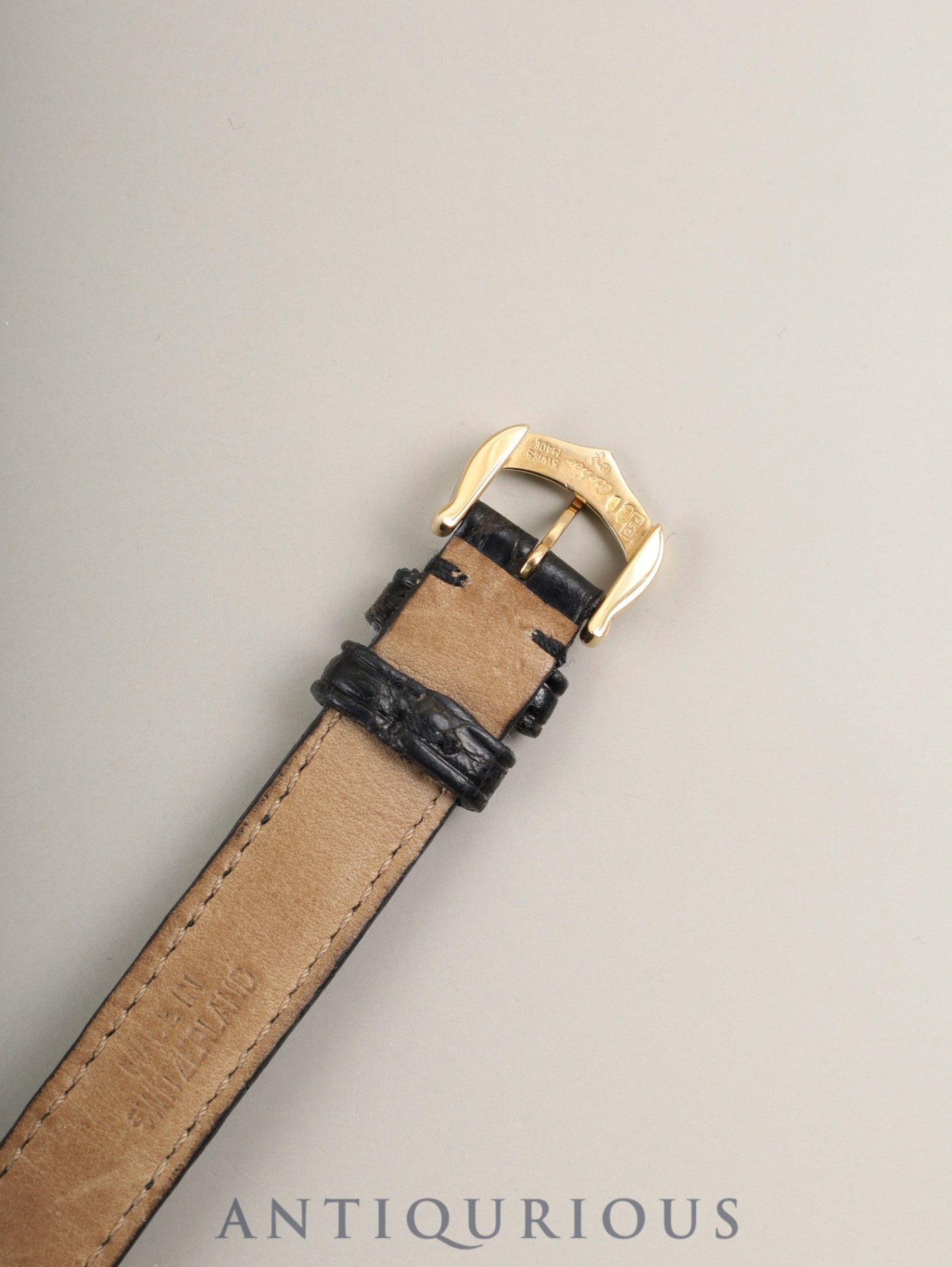 Cartier Baignoire SMW1506056 / 1952 Quartz Cal. 057 750YG Leather Genuine Pin Buckle (750YG) White Roman Dial Box Booklet Warranty (1995) Overhauled