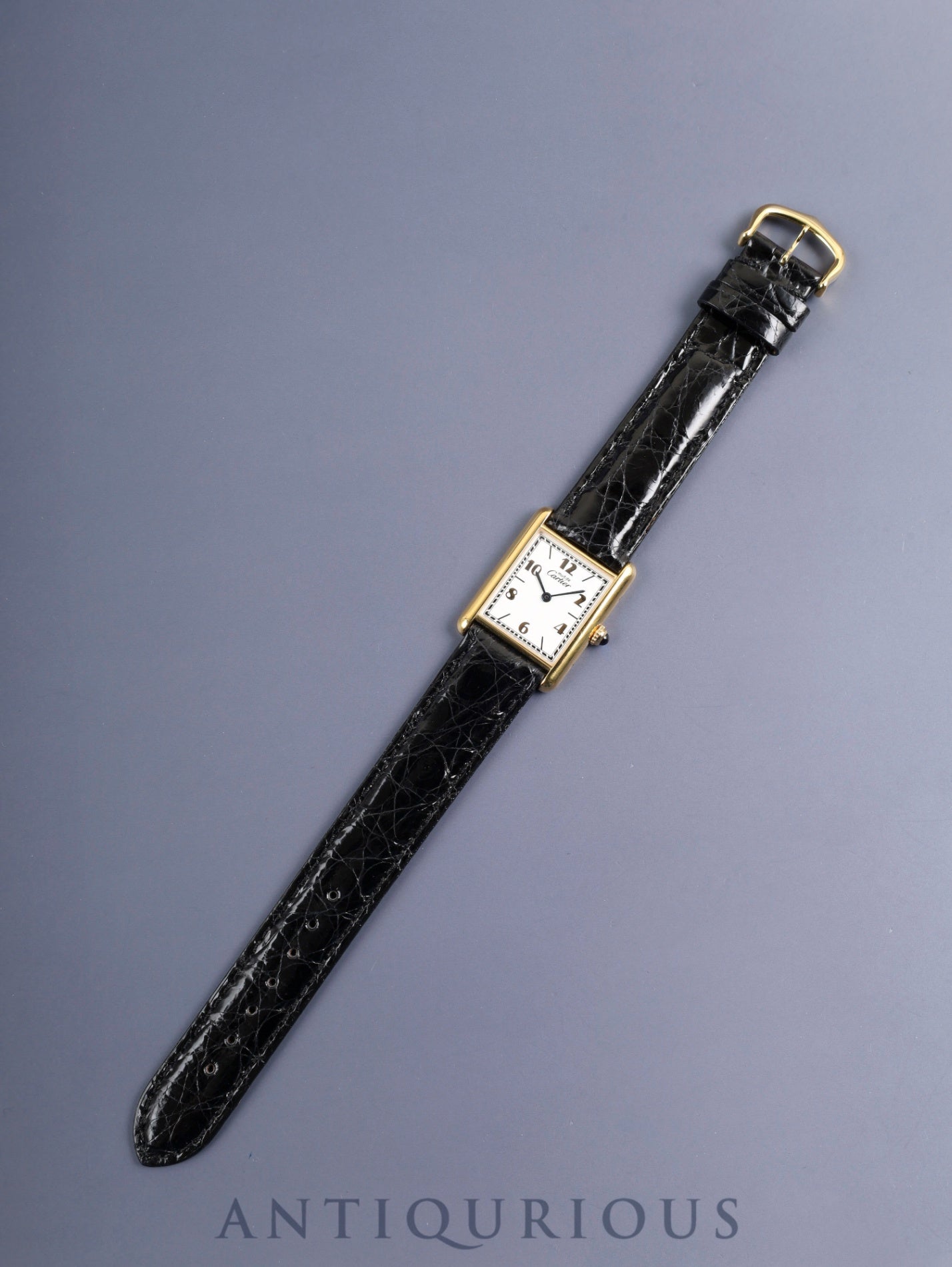 Cartier Must Tank LM W1008254 / 1615 Quartz Cal.90 SV925 Leather Genuine Pin Buckle (GP) Arabic Dial (SWISS marking) Overhauled, Polished