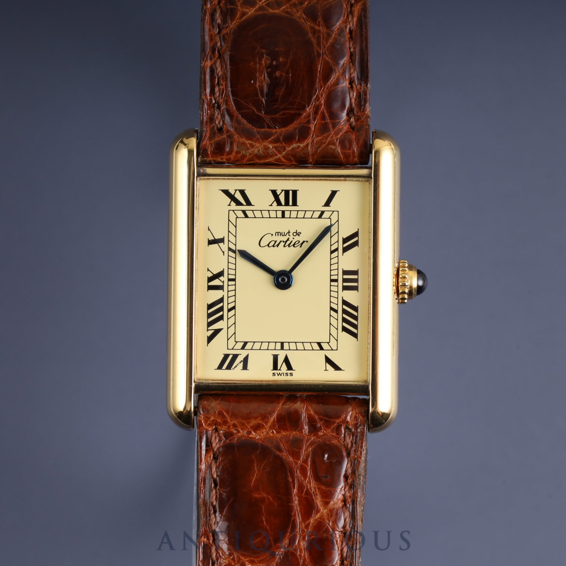 Cartier Must Tank LM 590005 Quartz Cal.90 SV925 Genuine leather strap Genuine buckle (GP) Ivory Roman dial Warranty (1989) Overhauled