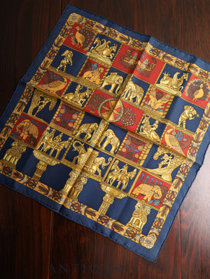 HERMES Scarf Carre 45 TORANA Gate Silk 100%