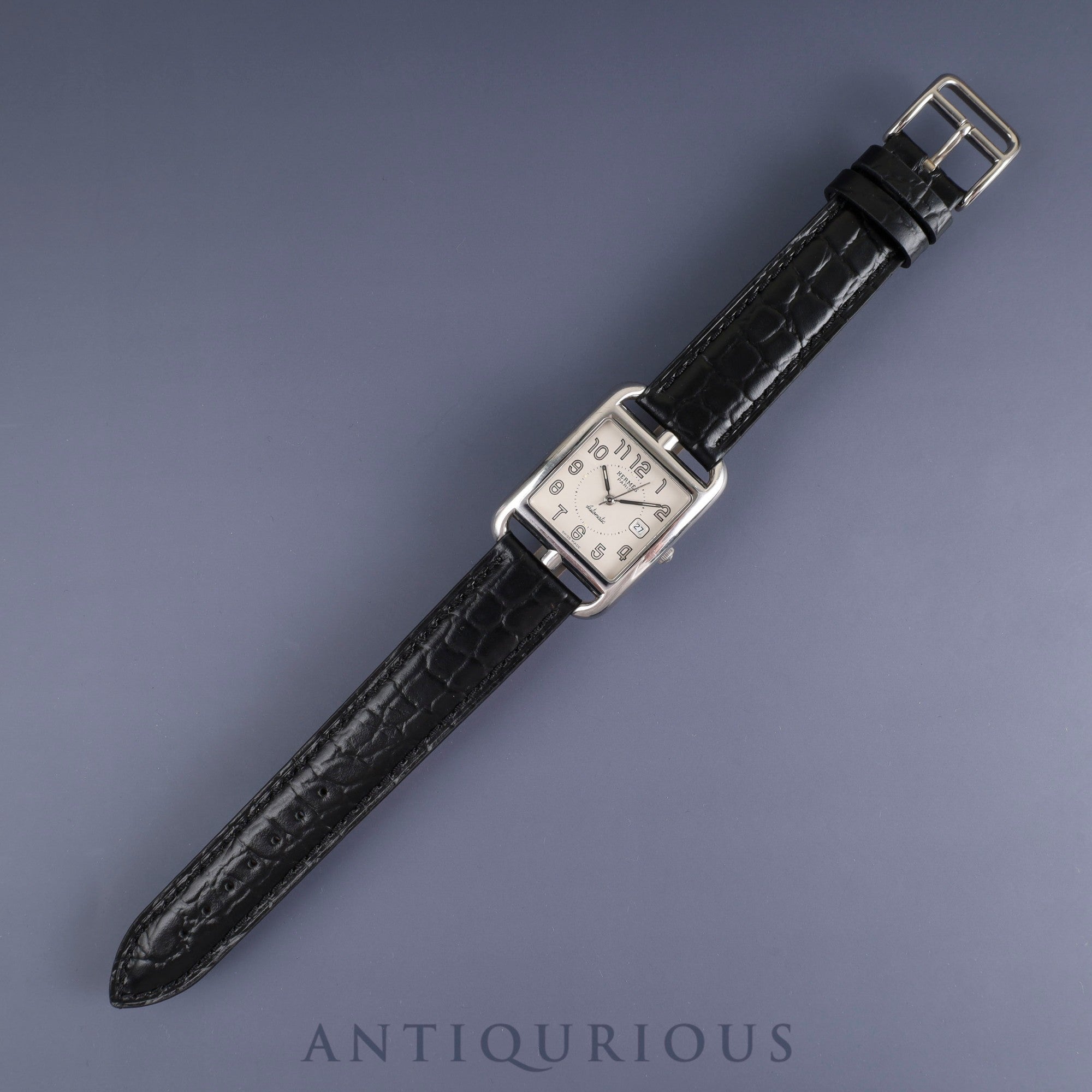Hermes Cape Cod CC1.710 Automatic SS Leather Genuine Buckle (SS) Silver Arabic Dial Overhauled