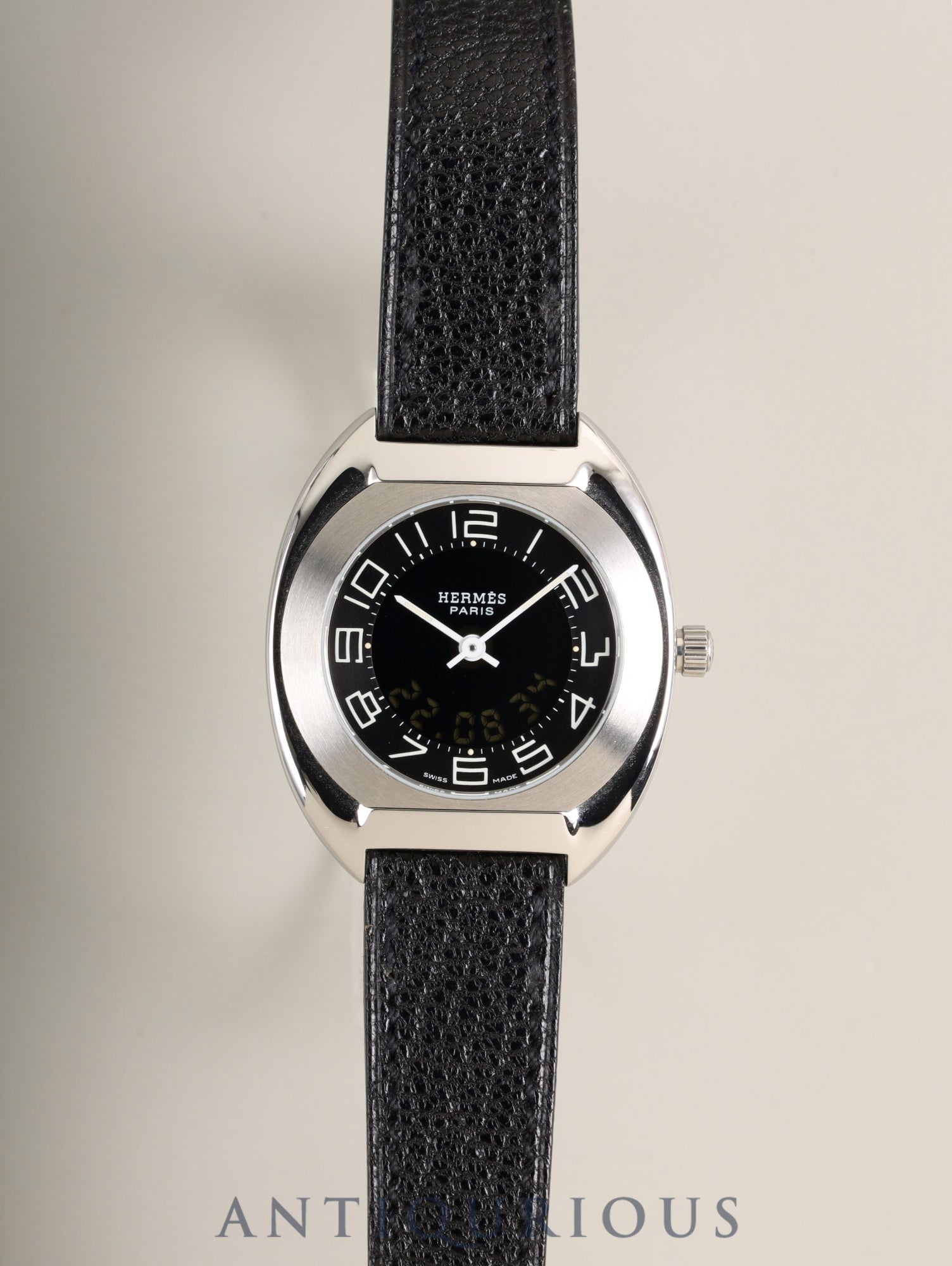 エルメス エスパス ES1.210 クォーツ Cal.989.431 SS 純正レザーベルト（□D刻印：2000年）純正バックル（SS）ブラック文字盤 箱 冊子 保証書（2000年） オーバーホール済み