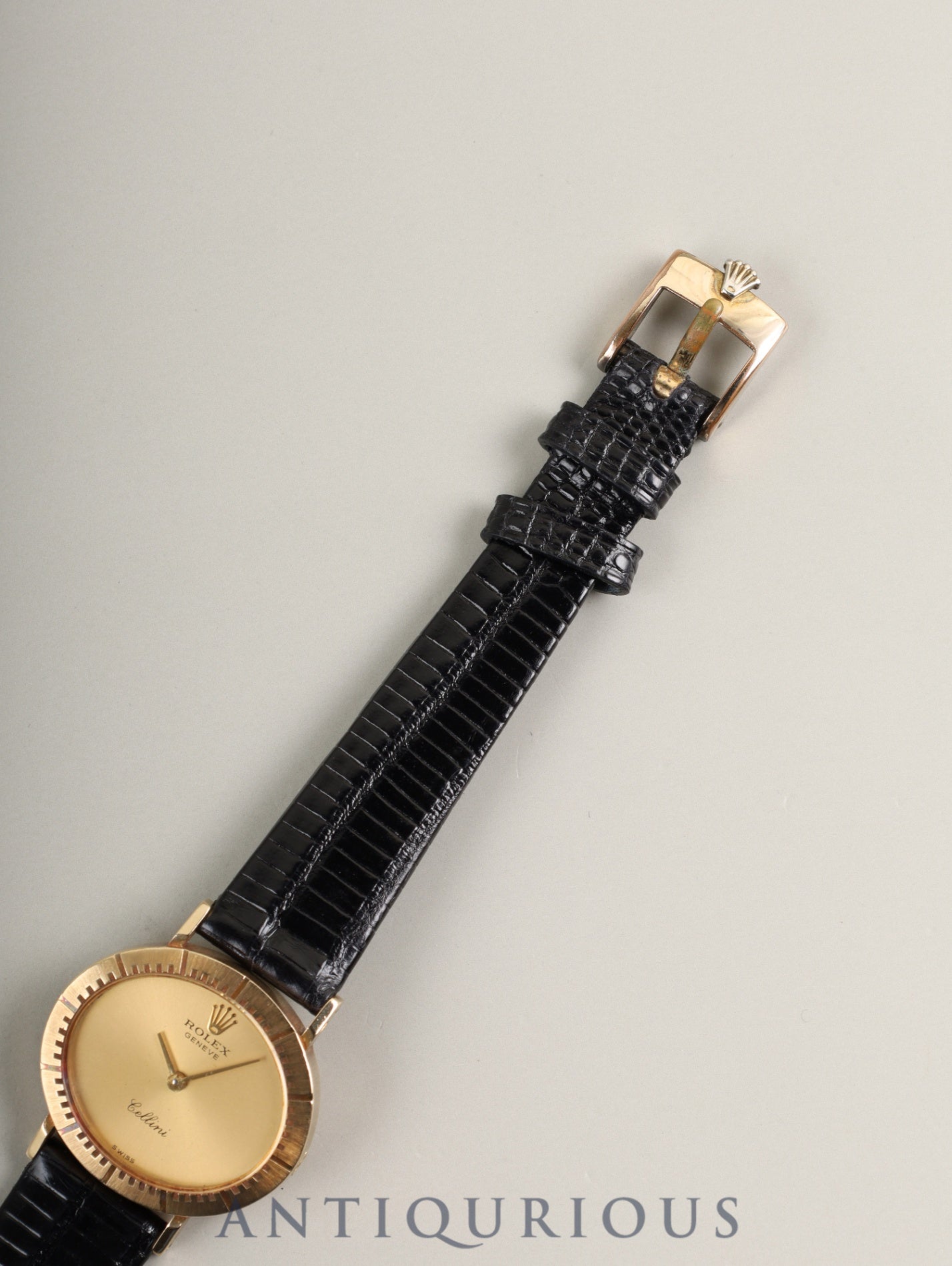 Rolex Cellini 4181 Manual Winding Cal.1600 18K Leather Genuine Pin Buckle (GP) Champagne Dial Warranty (1977) Overhauled
