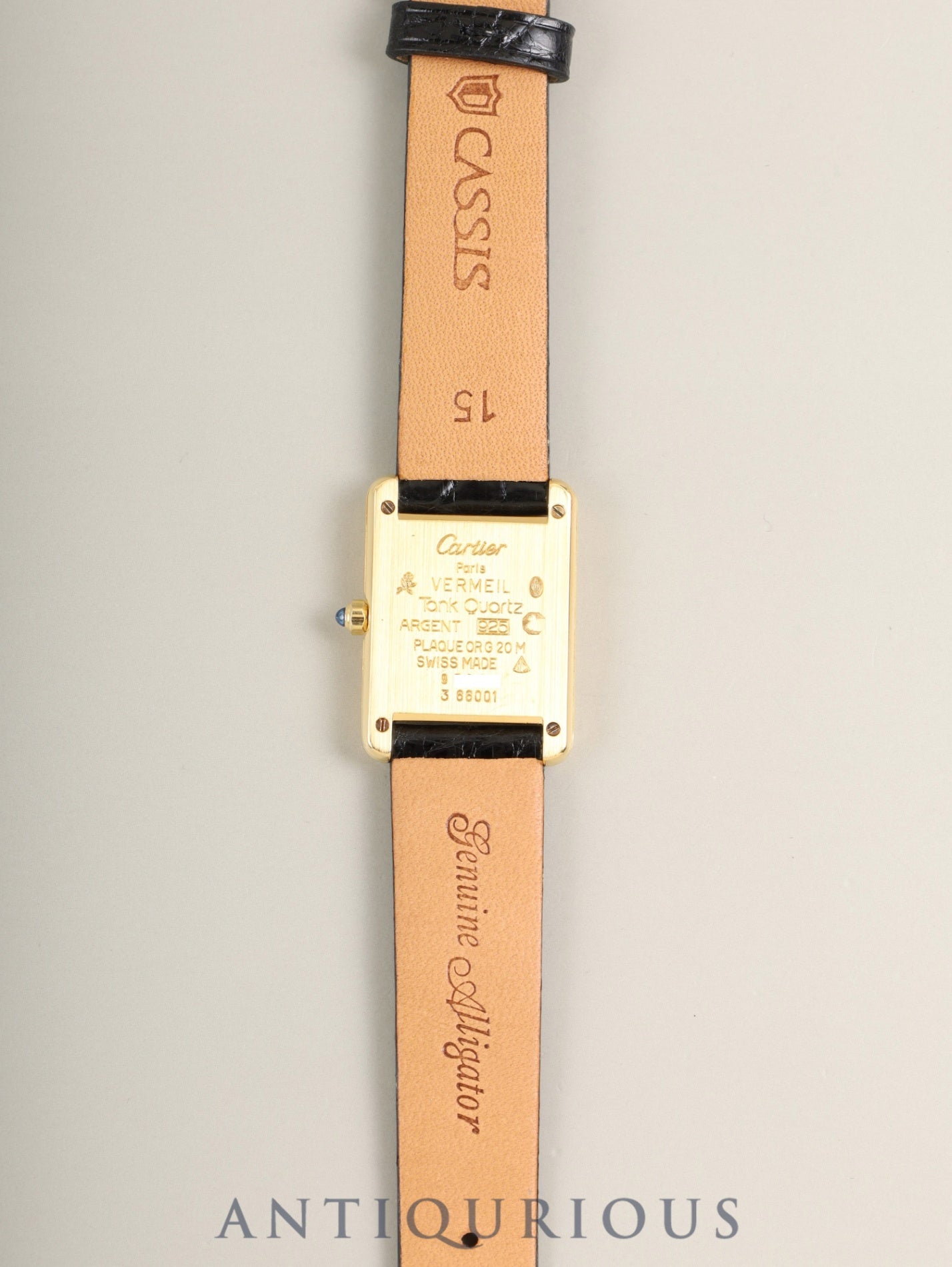 カルティエ マストタンク SM 3 66001クォーツ Cal.157 SV925 革 純正ピンバックル（GP）オニキス文字盤（SWISS表記）オーバーホール済み 新品仕上げ済み