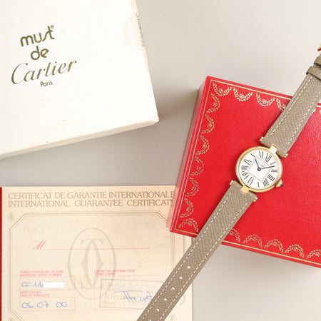 カルティエ マスト ヴァンドーム VLC SM W1005354 / 1851 クォーツ Cal.90 SV925 革 純正尾錠（GP）オパラン文字盤 箱 冊子 保証書（2000年） オーバーホール済み