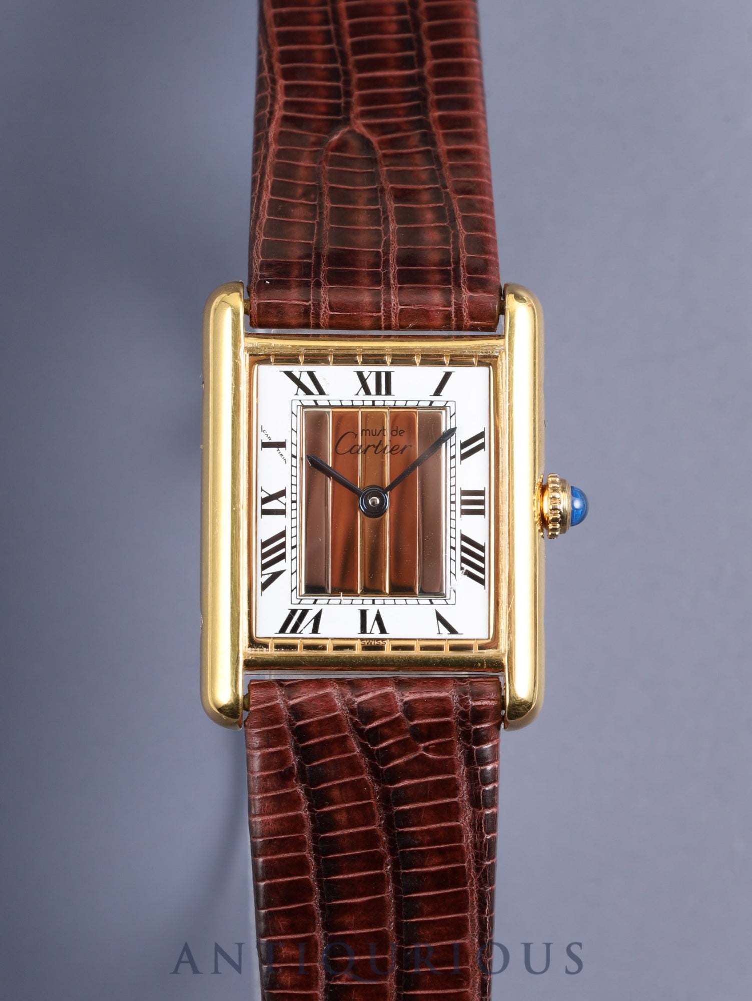 カルティエ マストタンク LM 590005 クォーツ Cal.90 SV925 革 純正尾錠（GP） フロントトリニティ文字盤（SWISS表記） オーバーホール済み 新品仕上げ済み