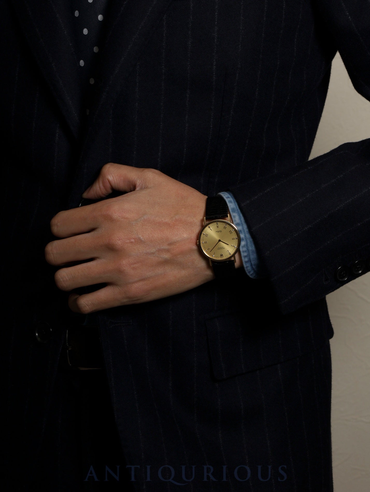 Rolex Cellini 5112, manual winding, Cal. 1601, 750YG, leather strap, original pin buckle (750YG), champagne diamond Roman numeral dial, L-series (1989-1990), repair invoice included, recently overhauled.