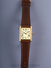 Cartier Must Tank GM (XL) 2413 Quartz Cal. 687 SV925 Leather Strap with Genuine GP Buckle Ivory Roman Dial Box Warranty (2005) Overhauled