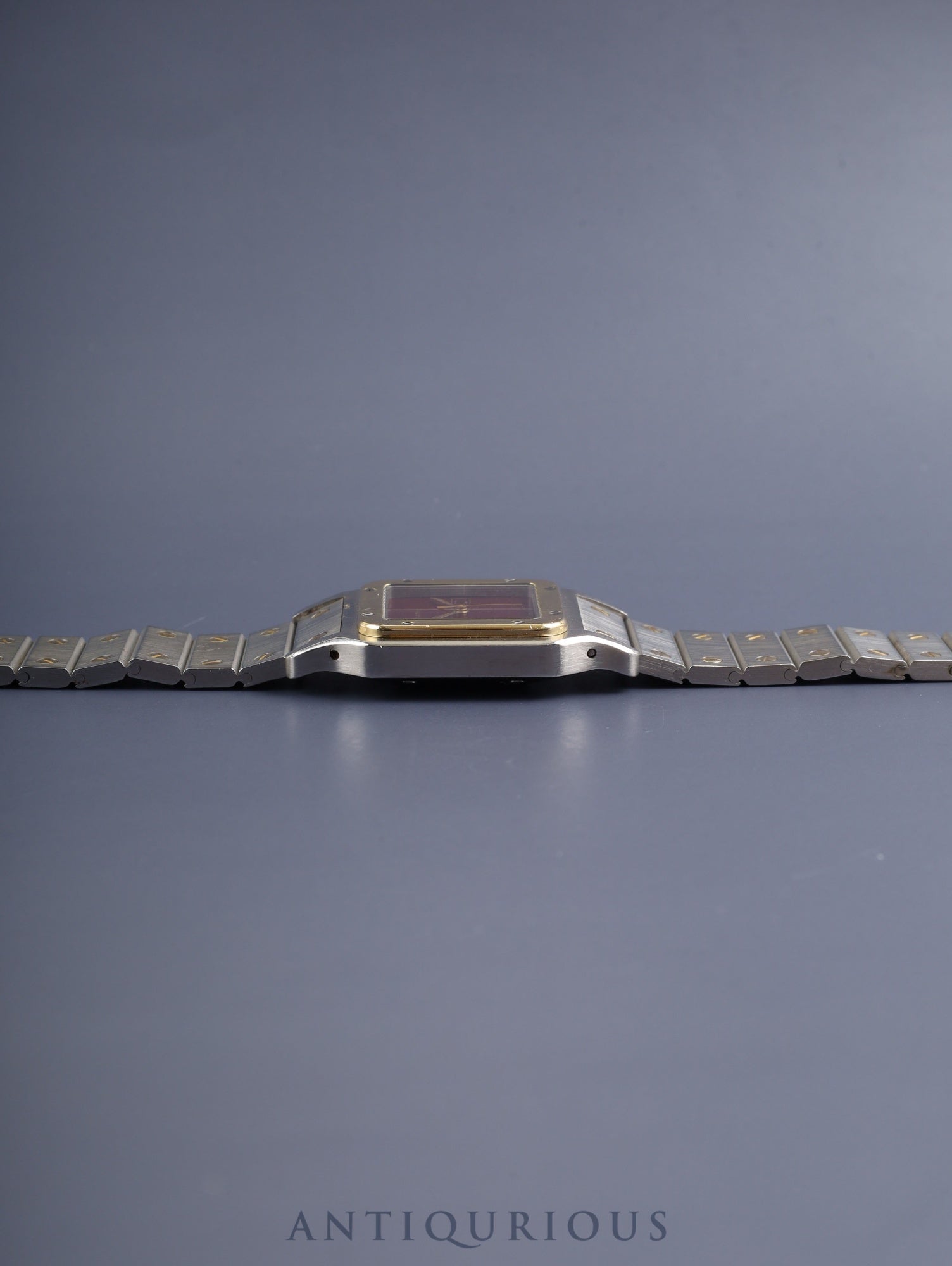 Cartier Santos Carrée LM 45168381 / 2961 Automatic Cal.2671 SS/YG SS/YG Garnet Dial Bordeaux Dial Box, Papers, Booklets (1987 / Named) Overhauled