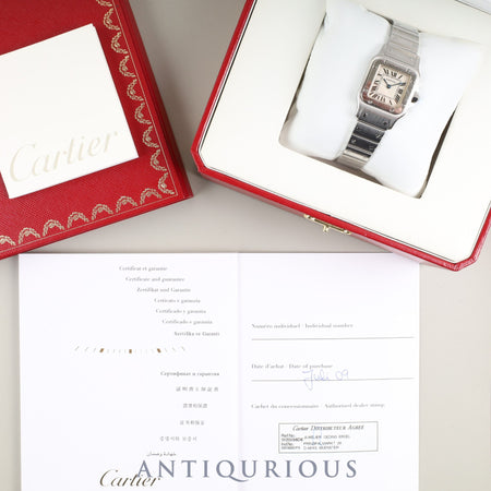 カルティエ  サントス ガルベ SM W20056D6/1565 クォーツ Cal.157 SS SS ホワイトローマン文字盤 箱 DVD 冊子 保証書（2009年）オーバーホール済み