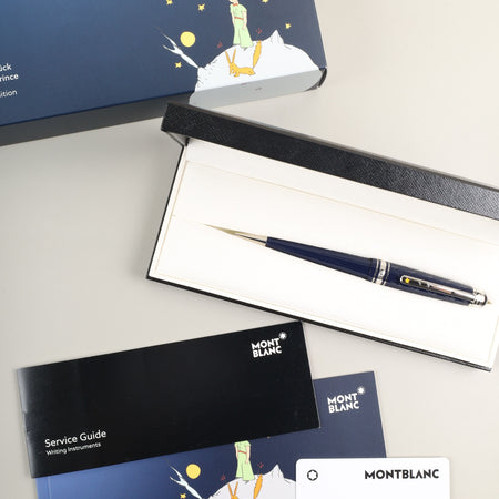 Montblanc Ballpoint Pen Meisterstück Le Petit Prince Special Edition Navy x Silver Twist-Action Box Case Booklets Warranty (2023) Unused Genuine Refill