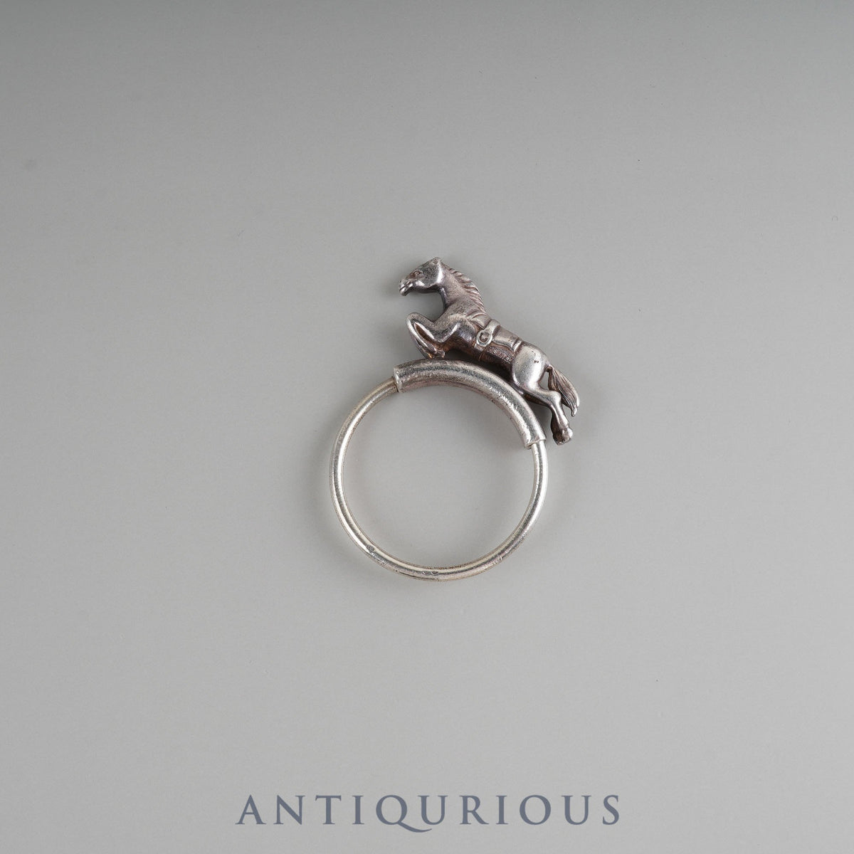 Hermes Horse Cheval Horse Vintage Silver Dust Bag Keyring