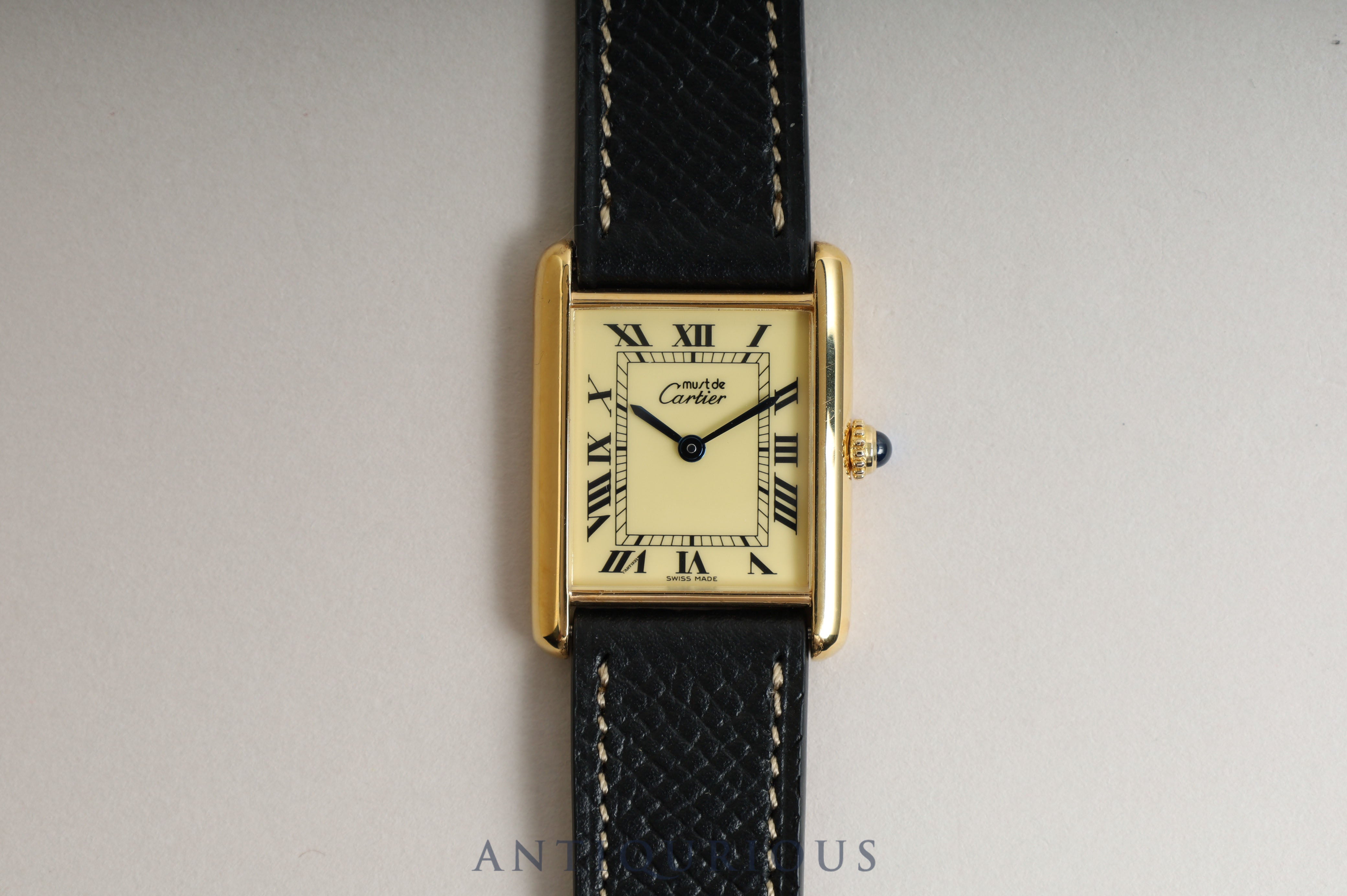 CARTIER Cartier Must Tank LM QZ Ivory Roman Dial 590005 New Finish Complete Service Completed
