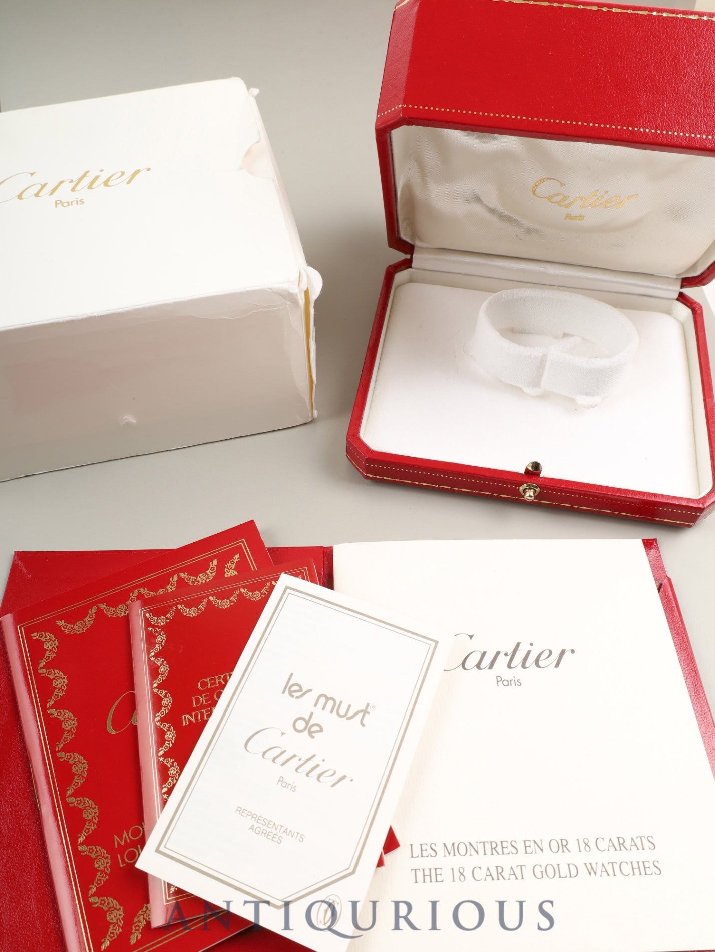 Cartier Baignoire SMW1506056 / 1952 Quartz Cal. 057 750YG Leather Genuine Pin Buckle (750YG) White Roman Dial Box Booklet Warranty (1995) Overhauled