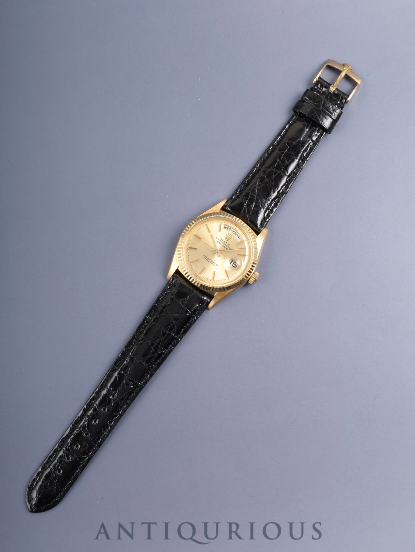 ロレックス デイデイト 1803 自動巻き Cal.1556 750YG 革 純正ピンバックル（GP）シャンパン文字盤（T SWISS T表記）13番台（1965年）オーバーホール済み