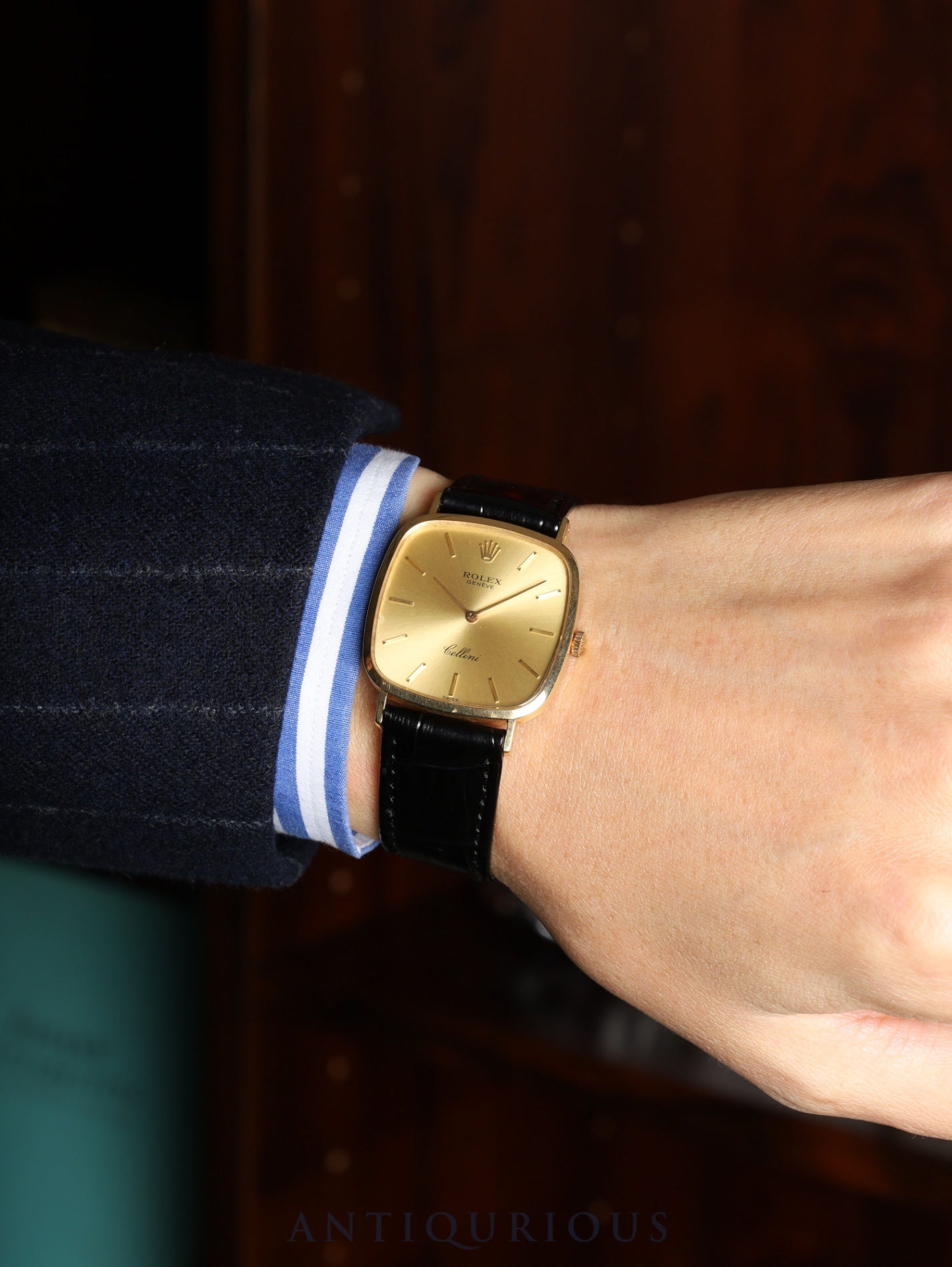 ロレックス チェリーニ 4114 手巻き Cal.1601 750YG 革 純正尾錠（GP）シャンパン文字盤 42番台（1975年）オーバーホール済み