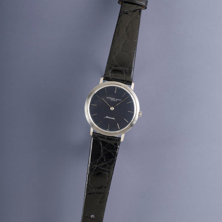 Audemars Piguet Round Automatic Cal.2120 (K2120) SS Leather Original Pin Buckle (SS) Navy Dial (Dot Logo) Overhauled