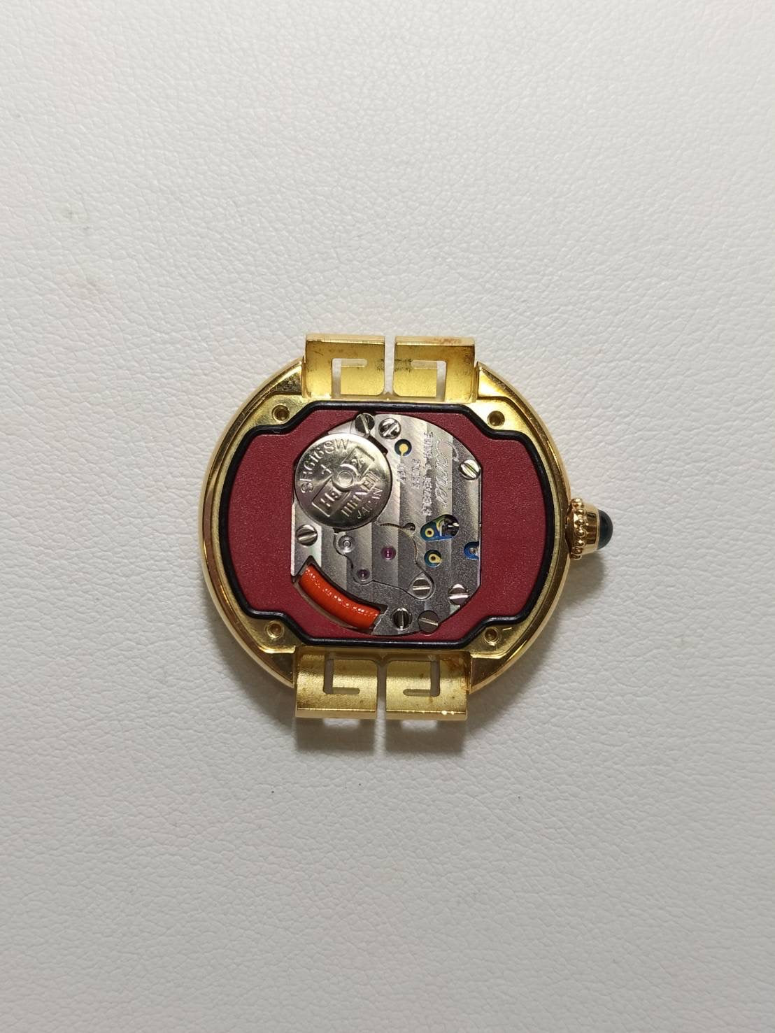 カルティエ エリプス アールデコ SM W1513656 / 1480 クォーツ Cal.057 750YG 純正革ベルト 純正ピンバックル（750YG）アイボリーローマン文字盤（SWISS表記） 箱 保証書（1995年）冊子 オーバーホール済み