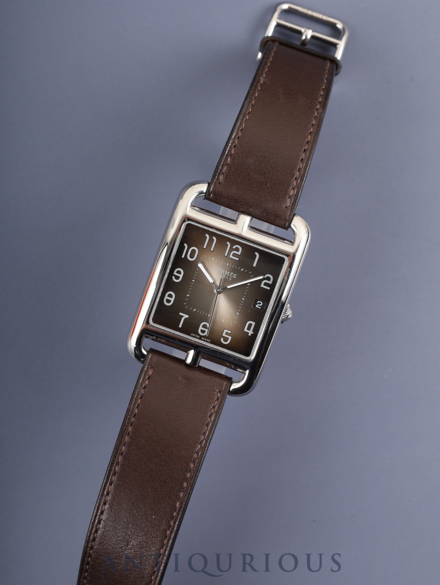 エルメス ケープコッド CC1.810 クォーツ Cal.E64111 SS 純正革ベルト 純正尾錠（SS）ダークブラウンアラビア文字盤 箱 冊子 オーバーホール済み