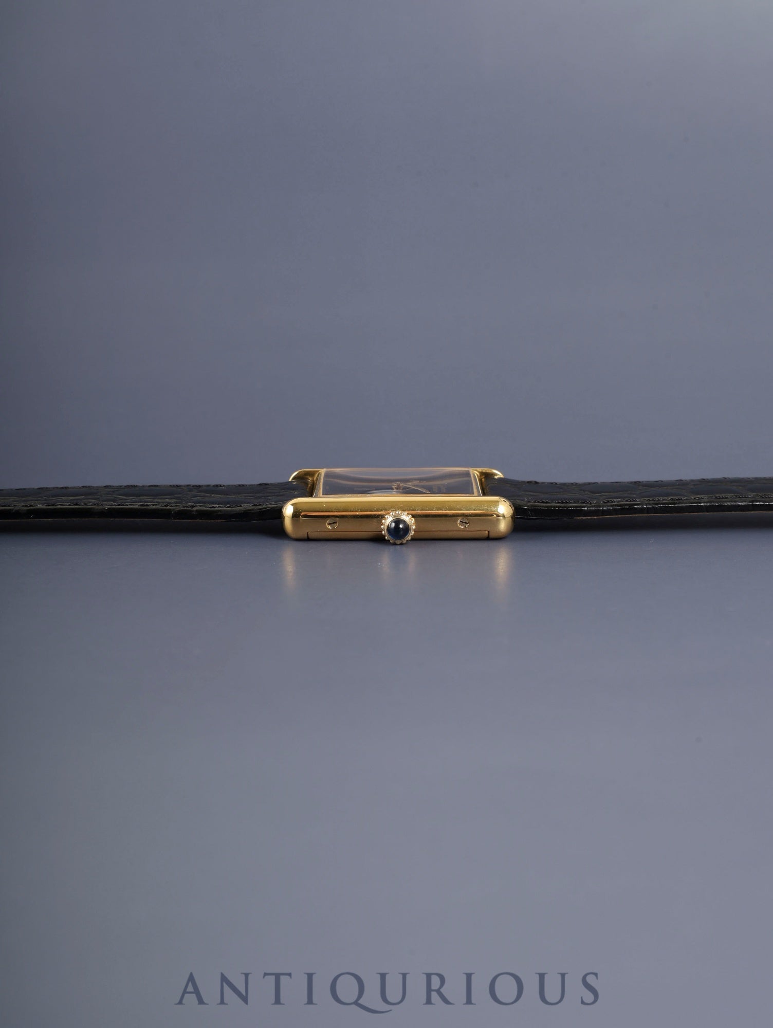 カルティエ マストタンク LM 6 手巻き Cal.78-1 SV925 革 純正ピンバックル（GP）オニキス文字盤（SWISS表記）オーバーホール済み 新品仕上げ済み