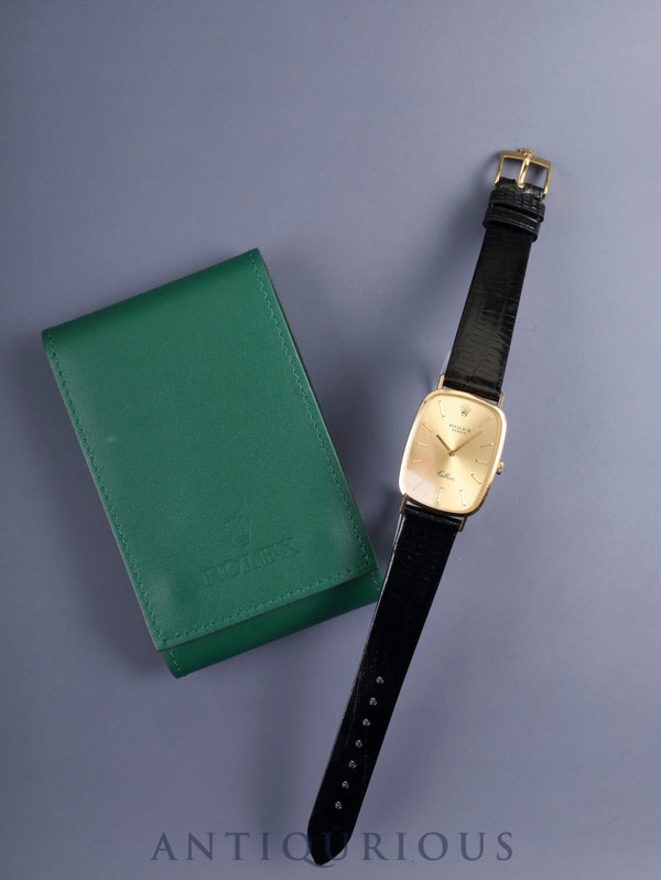 ロレックス チェリーニ 4113/8 手巻き Cal.1601 750YG 革 純正尾錠（GP）シャンパン文字盤 42番台（1975年）ケース オーバーホール済み